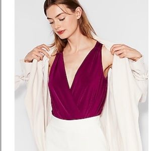 NWT Satin Drape Surplice Thong Bodysuit